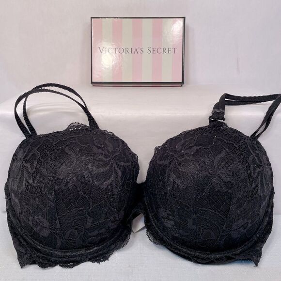 Victoria's Secret Black Date Push-Up Lace Bra 34DD - Picture 1 of 5